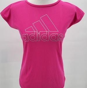 Adidas Girls Youth Juniors Size XL 16 Round Neck Pink Sleeveless Tank Top Shirt